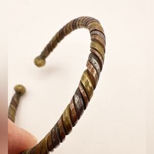 Vintage Tri-tone Gold Twist Silver Brass Copper Unisex Bracelet Cuff Jewelry